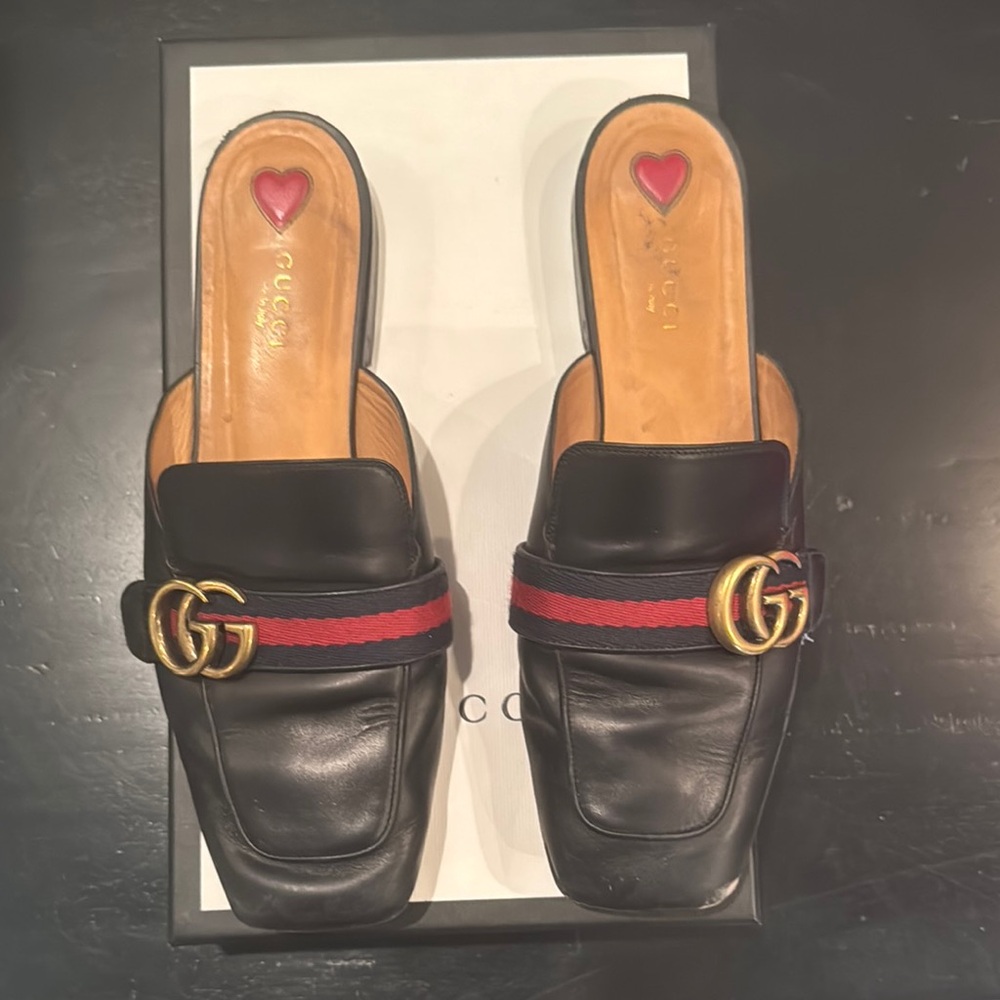 Gucci Black Mules with Signature GG and Horsebit Design